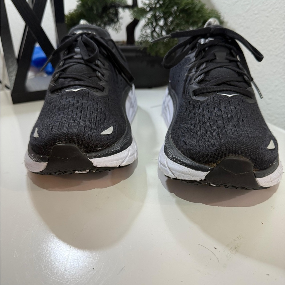 Hoka Clifton 8  Black and White Athletic Shoes - Picture 5 of 9